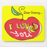 I love you apple with worm mousepad