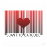 I LOVE YOU BARCODE SQUARE STICKER
