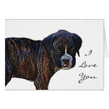I love you boxer puppy greeting card