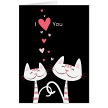 I Love You Cats (black) Valentine Cards