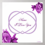 I Love You Deep Purple Roses And Hearts Poster posters