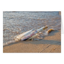 I Love You message in a bottle Card