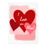 I Love You Mom! Hearts Invitation invitations