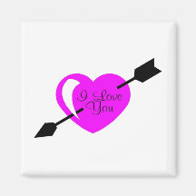 I Love You Pink Black Heart Magnet