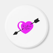 I Love You Pink Black Heart Magnet
