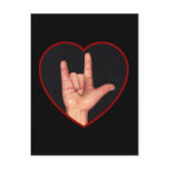 I LOVE YOU SIGN LANGUAGE ON BLACK POST CARDS