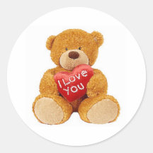 I Love You teddy bear Stickers