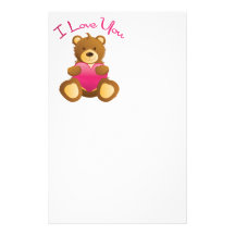 I Love You Teddy Custom Stationery