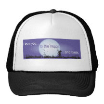 I Love You to the Moon and Back-boy blowing bubble Mesh Hats
