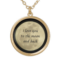 I love you to the moon and back gold necklace