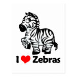 I Love Zebras Postcards