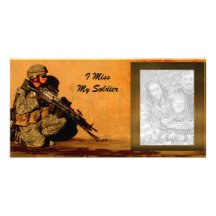 "I Miss My Soldier - Customizable" Customized Photo Card