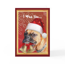 I Miss You Christmas Boxer dog greeting card