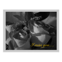 "I Miss You...." Roses In B&W (1) Post Cards