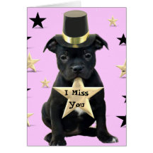 I Miss You Staffordshire Bull Terrier card