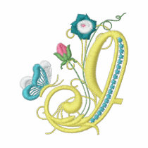I monogram floral butterfly embroidery ladies polo