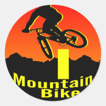I Mountain Bike Round Stickers