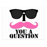 I Moustache You A Question Pink with Sunglasses Postcard