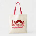 i moustache you to be my valentine bag