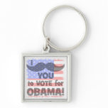 I mustache you to vote for Obama Keychains