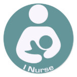 I Nurse Pro-Breastfeeding Icon (Teal) Stickers