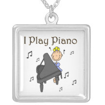 I Play Piano T-shirts and Gifts Custom Necklace
