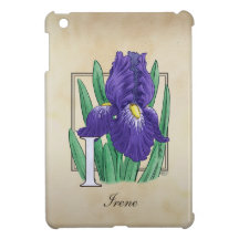 I pour le monogramme floral d'iris coques iPad mini
