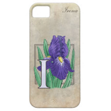 I pour le monogramme floral d'iris étui iPhone 5