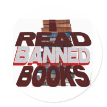 I READ BANNED BOOKS ROUND STICKER