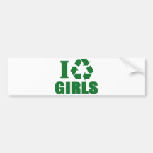 I Recycle Girls Bumper Sticker