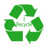 I Recycle w/ Green Symbol stickers