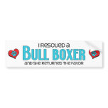I Rescued a Bull Boxer (Female) Dog Adoption Bumper Sticker