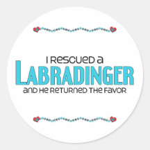 I Rescued a Labradinger (Male) Dog Adoption Design Round Sticker