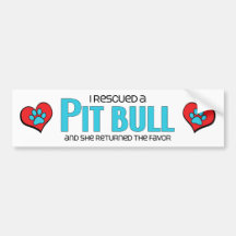 I Rescued a Pit Bull (Female Dog) Bumper Stickers