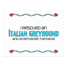I Rescued an Italian Greyhound (Male Dog) Post Cards
