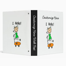I Ride - Girl on Scooter 3 Ring Binder