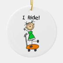 I Ride - Girl on Scooter Christmas Tree Ornament