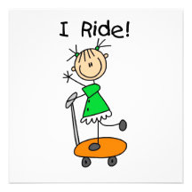 I Ride - Girl on Scooter Custom Invite