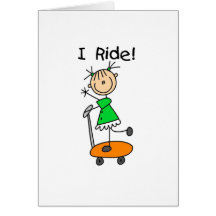 I Ride - Girl on Scooter Greeting Cards