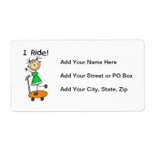 I Ride - Girl on Scooter Labels