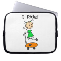 I Ride - Girl on Scooter Laptop Sleeves