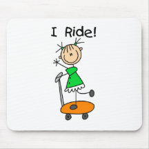 I Ride - Girl on Scooter Mousepads