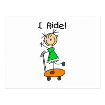 I Ride - Girl on Scooter Postcard