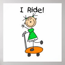 I Ride - Girl on Scooter Poster