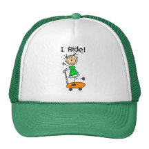 I Ride - Girl on Scooter Trucker Hats