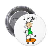 I Ride Stick Figure Button