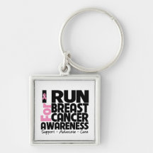 I Run For Breast Cancer Awareness Key Chain