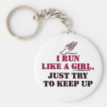 I run like a girl (red) keychains