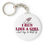 I run like a girl (script) key chain