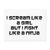 i scream like a girl i fight a ninja card post cards